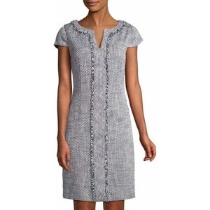 Karl Lagerfeld ‘Fringe Tweed Sheath Dress’ in Blue Size 8